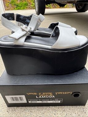 Lamoda White Platform Slingback Sandals